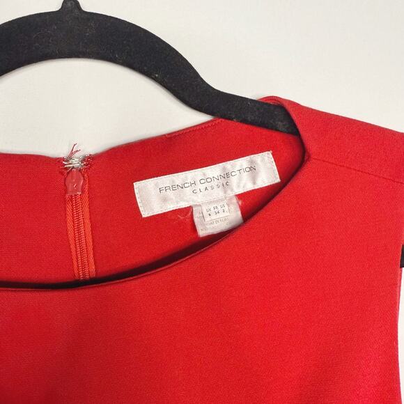 French Connection Classic Size 2 Red Fit and Flare Sleeveless Dress Zip Back - Picture 7 of 8
